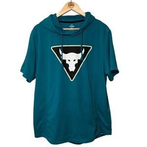 Under Armour Project Rock Terry Sports Hoodie Short Sleeve Bull Teal Men’s XL